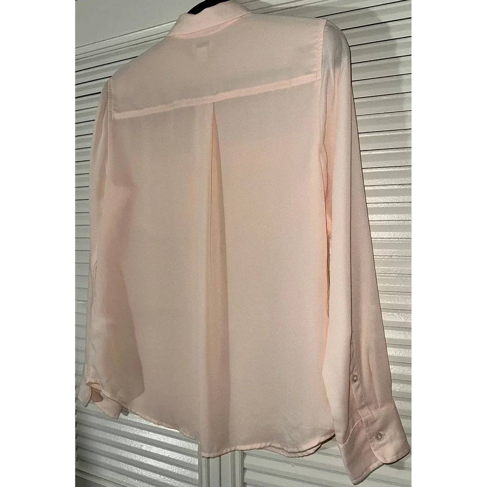J.Crew Women's Sheer Long‎ Sleeve Button Down Shirt Size 8